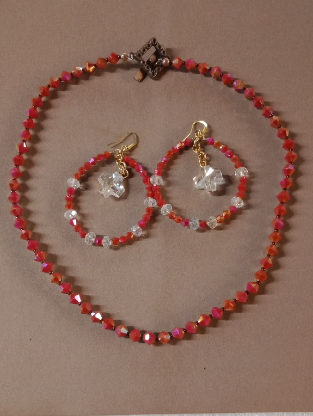 Iridescent Red Bead Set #A478